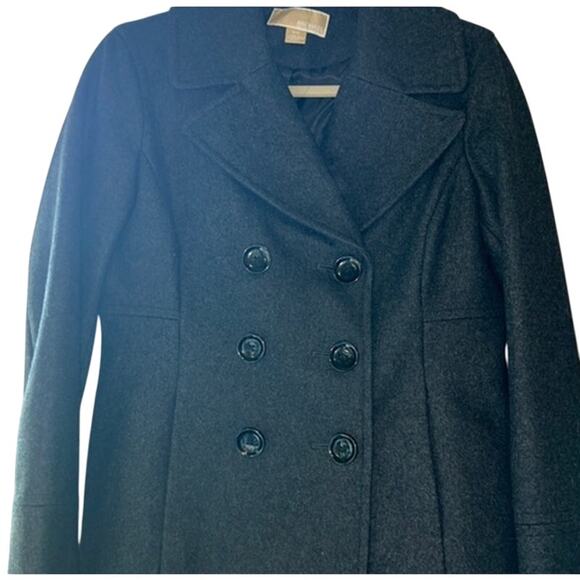 Michael Kors Dark Charcoal Gray Pea Coat w/ Black Buttons, Size Medium, NWOT!